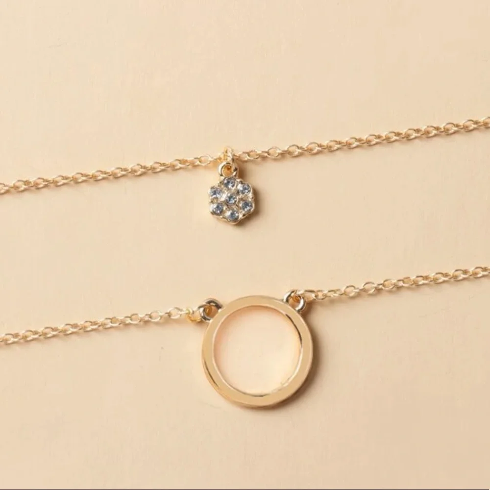 NWT Circle Layered Necklace - Picture 2 of 4